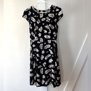 APRICOT Navy Beige Women's Fit & Flare Tea Dress size S